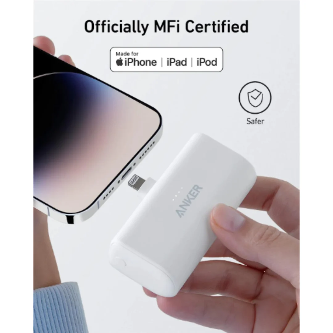 Stock promotionAnker 621 12W Nano Built in Lightning Power Bank 5,000mah - White | A1645G21